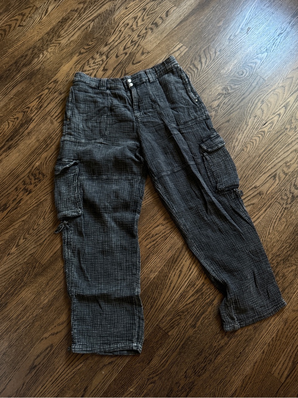 Anthropologie Charcoal 100% Cotton Cargo Pants - Relaxed Utility Style